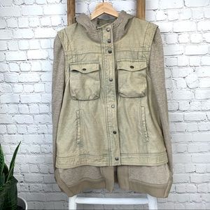 Free People | Vintage Hooded Knit Denim Jacket